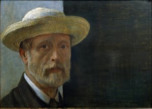 Selbstbildnis Barthélemy Menn mit Strohhut von Barthélemy Menn