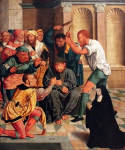 Tyska: Dornenkrönung Christi mit kniender Benediktinerin als Stifterin Kristus törnekronad med knäböjande benediktinnunna som givare