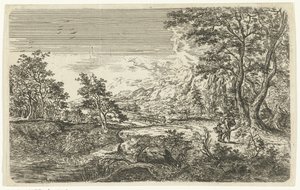 Landskap med man och pojke av Bartholomäus Ignaz Weiss (attributed to)