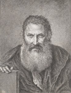 Porträtt av en skäggig man som håller i en bok, ca. 1750-1815. av Bartholomaeus Ignaz Weiss