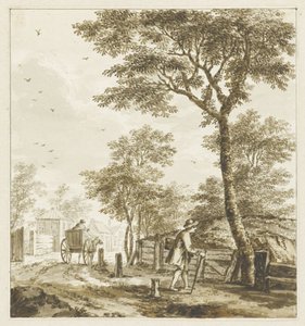 Landskap med figurer och häst och vagn av Bartholomeus Barbiers