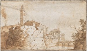 Utsikt över Bracciano med kyrkan S. Maria Assunta av Bartholomeus Breenberg