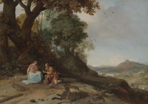 Landskap med vila under flykten av Bartholomeus Breenbergh