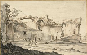 Resenärer inför en ruin av Bartholomeus Breenbergh