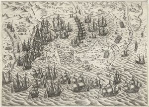 Slaget vid Cadiz, 1596 av Bartholomeus Willemsz. Dolendo (attributed to)