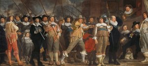 Miliskompani i distrikt VIII under befäl av kapten Roelof Bicker Officerare och andra civilgardister från VIII-distriktet i Amsterdam under befäl av kapten Roelof Bicker och löjtnant Jan Michielsz Blaeuw
