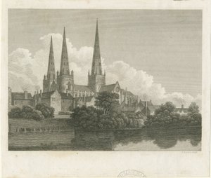 Lichfield Cathedral - South West View: gravyr, nd [?1796] av Bartholomew Howlett
