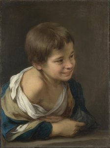 En bondpojke lutad på en tröskel av Bartolomé Esteban Murillo