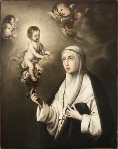 Rose de Lima (Isabel Flores de Oliva) (1586-1617) - Saint Rose of Lima, av Murillo, Bartolome Esteban, Kopia efter . Olja på duk. Mått: 93x76 cm. Nationalmuseum Stockholm av Bartolomé Esteban Murillo