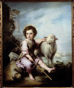 Den gode pastormålningen av Bartolome Murillo (1618-1682) 1600-talets sön. 1,23x1,01 m Madrid, Pradomuseet - Den gode herden. Målning av Bartolome Murillo (1618-1682) 1600-talet. 1,23 x 1,01 m. Pradomuseet, Madrid av Bartolomé Esteban Murillo