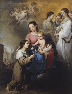 Jungfrun och barnet med Saint Rose of Viterbo av Bartolomé Esteban Murillo