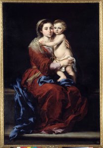 Rosenkransens jungfru. Madonna har barnet. Målning av Bartolome Murillo (1618-1682) av Bartolomé Esteban Murillo