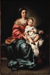 Jungfru från Rosenkransen - olja på duk, ca 1650 av Bartolomé Esteban Murillo