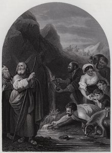 Moses slår klippan (gravyr)