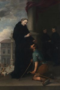 Den helige Thomas av Villanova botar en lam man av Bartolomé Esteban Murillo