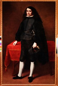 Porträtt av en gentleman med långt hår och jordgubbskrage (olja på duk av Bartolomé Esteban Murillo