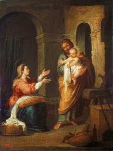 Den heliga familjen (målning på duk) av Bartolome Esteban Murillo