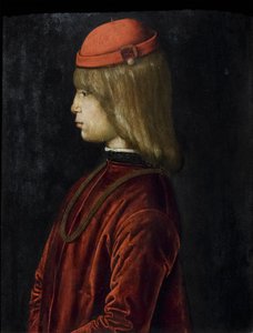 Porträtt av Guidubaldo da Montefeltro, ca 1480-81 (olja på pannå) av Bartolomeo (attr. to) Della Gatta