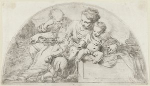 Helig familj med den unge Johannes Döparen av Bartolomeo Biscaino
