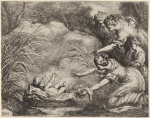 Fyndet av Moses. av Bartolomeo Biscaino