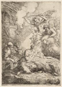 The Holy Family Adored by Angels The Large Nativity, ca. 1655.