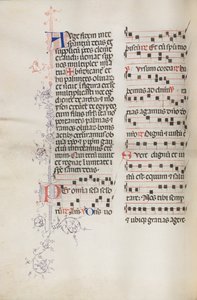 Missale: Fol. 111v, innehåller lite musik som en del av palmsöndagsliturgin, 1469. av Bartolomeo Caporali