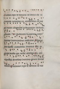 Missale: Fol. 157: Musik för Exultet, 1469 av Bartolomeo Caporali