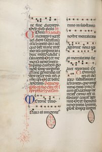 Missale: Fol. 177v: Musik för olika vanliga böner, 1469. av Bartolomeo Caporali