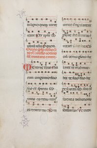 Missale: Fol. 182v: Musik för olika vanliga böner, 1469. av Bartolomeo Caporali