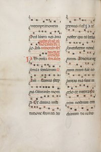 Missale: Fol. 189v: Musik för olika böner, 1469. av Bartolomeo Caporali