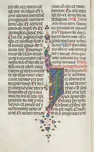 Missale: Fol. 22v: Lövverk med fisk, 1469. av Bartolomeo Caporali