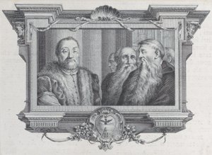 Tre skäggiga män, en i päls, 1756. Skapare: Bartolomeo Crivellari, Gabriel Söderling. av Bartolomeo Crivellari, Gabriel Söderling