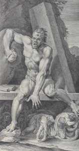 Plåt 7: den förblindade Polyfemos, som vaktar ingången till sin grotta, med Ulysses och hans..., 1756