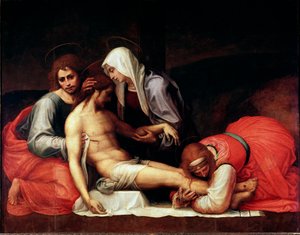 Depositionsmålning av Bartolomeo della Porta dit Fra Bartolomeo (1472-1517) Dim.158x199 cm Florens, Palazzo Pitti, Galleria Palatina - Depositionen, av Bartolomeo della Porta a.k.a. Fra Bartolomeo (1472-1517). Olja på trä