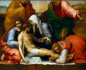 Lament sur le christ mort - Klagosång över den döde Kristus. 1511-1512. Målning Fra 