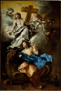 Den heliga Margaritas extas av Cortona (Margherita da Cortona), Franciskansmålning av Bartolomeo Guidobono (1654-1709) Genes, Musei di Strada Nuova (ex Palazzo Bianco)