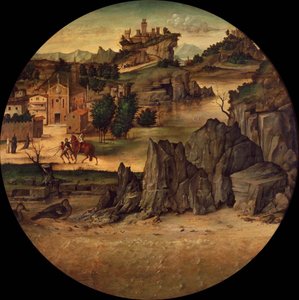 Landskap med slott, sent 1400-tal. av Bartolomeo Montagna