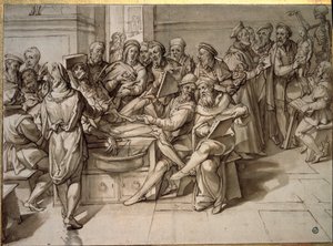 Anatomiföreläsning hållen av Michelangelo Buonarroti dit Michelangelo (Michelangelo eller Michel Ange