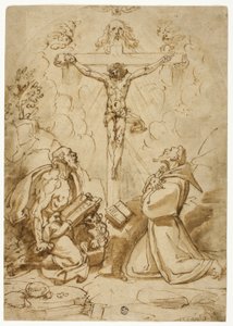 De heliga Hieronymus och Franciskus av Assisi som tillber treenigheten av Bartolomeo Passarotti