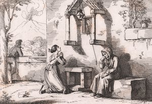 En dotter som ber till Madonnan för sin sjuka mor, etsning av Bartolomeo Pinelli (Rom) av Bartolomeo Pinelli