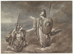 Athena visar sig för Telemachos (Odysseus son), illustration till Telemaco ur Homeros Odysséen av Bartolomeo Pinelli