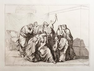 Brutus svär att hämnas Lucretias död och förvisar familjen Tarquini från Rom av Bartolomeo Pinelli