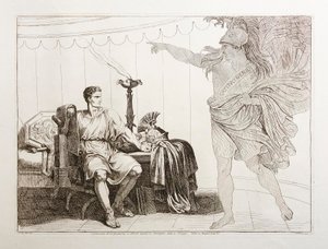 Caesars ande uppenbarar sig för Brutus inför slaget vid Filippi av Bartolomeo Pinelli