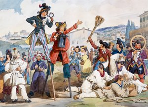 Karneval i Rom, av Bartolomeo Pinelli (1781-1835), Italien