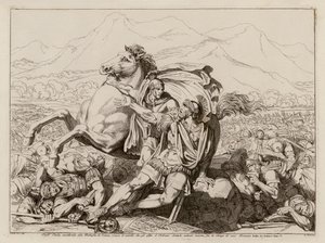 Lucius Aemilius Paullus död vid slaget vid Cannae, 216 f.Kr (etsning) av Bartolomeo Pinelli