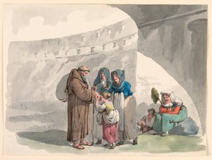 Teckning, En eremits hälsning, 1807-08 av Bartolomeo Pinelli