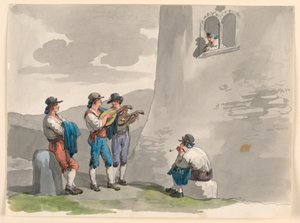 Teckning, Serenaden, 1807-08 av Bartolomeo Pinelli