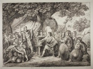 Gaius Mucius Scaevola i närvaro av Lars Porsena av Bartolomeo Pinelli