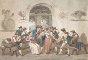 Interiör av ett romerskt värdshus, 1817., 1817. av Bartolomeo Pinelli