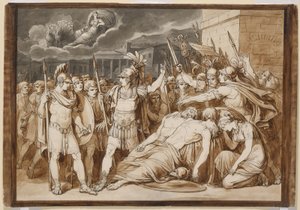 Juno svär att hämnas Almos och Galaesus död av Bartolomeo Pinelli